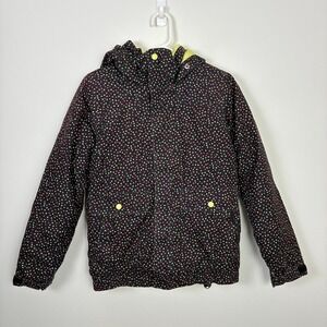 Burton Dryride Ski Jacket Girl XL 18 Polka Dot Hood Full Zip Snowboard Insulated